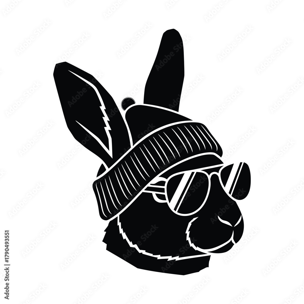 Obraz premium Llama with winter hat and sunglasses Vector illustration design