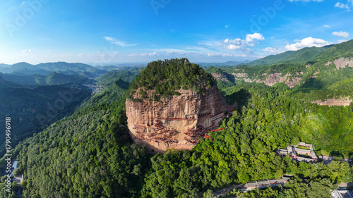 Aerial Photography of Maijishan Grottoes, a World Cultural Heritage Site in Tianshui City, Gansu Province