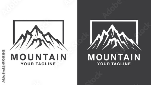 Minimalist Mountain Logo Design in Black and White