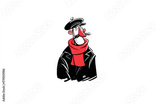 Funny Cartoon Man with Messy Hair and Beard