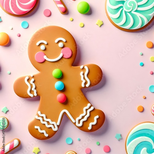 Ein schöner Papierausschnitt eines fröhlichen Lebkuchenmännchens