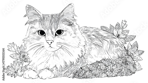 Adorable Cat Coloring Page for Kids: Educational Cat Coloring