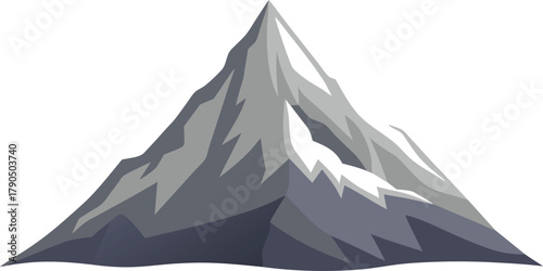Sharp jagged snow capped mountain peak illustration