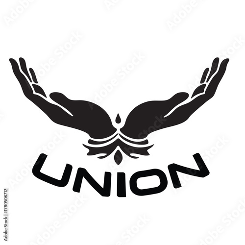 Vector Illustration of Union with hand open icon