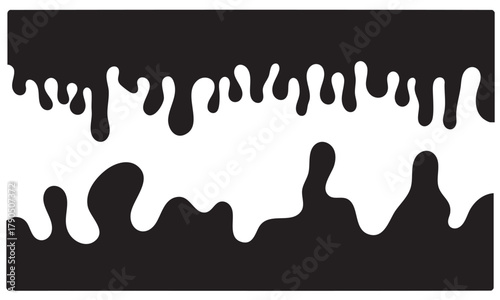 Black dripping ink, Isolated spots of paint, floating oil blots vector, ink splatter black, stain and drip illustration