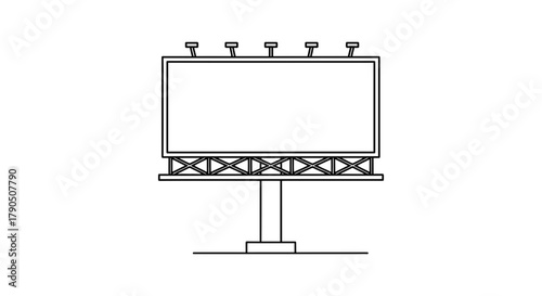 Illustration of a blank billboard with a simple outline design style