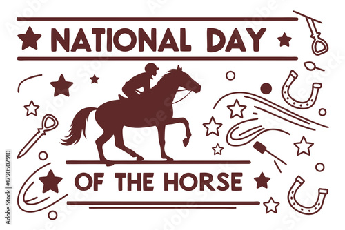 NATIONAL DAY OF THE HORSE vector illustration isolated on white background