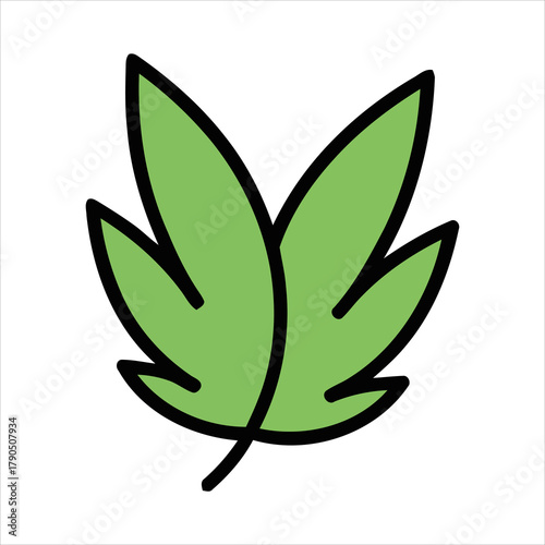 A simple green leaf icon representing nature and growth, perfect for eco-friendly themes and organic products