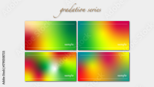 花のような鮮やかな赤と緑のと黄色のグラデーション素材、ビジネス用の背景、スライド、パワーポイント、ベクター