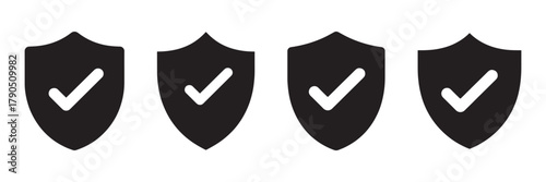 simple shield icon with checkmark in black  minimalist design for security ui and web