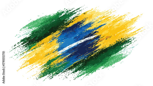 Creative Hand Drawn Brush Stroke Flag of Brazil Vector Illustration