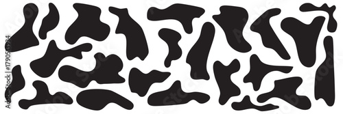 bloob shape organic, collection from abstract forms for design and paint, liquid silhouetee drop in modern style, Basic stains isolated elements on white background