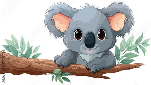 Cute Adorable Koala Baby Animal Cartoon Vector Illustration