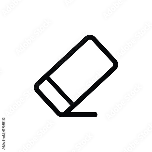 An eraser vector icon with a thick black outline
