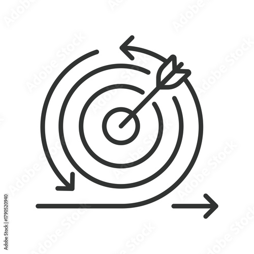 Goals icon in line design. goals, target, achievement, agile, success, strategy, focus on white background vector. Goals editable stroke icon