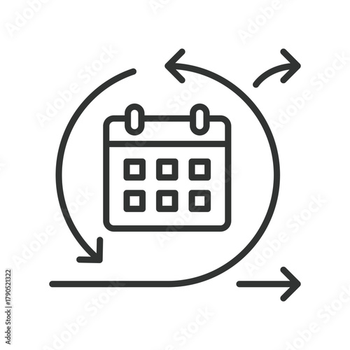 Schedule icon in line design. schedule, planning, calendar, sprint, agile, management, workflow on white background vector. Schedule editable stroke icon