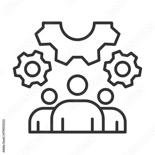 Teamwork icon in line design. teamwork, collaboration, agile, management, process, development, communication on white background vector. Teamwork editable stroke icon