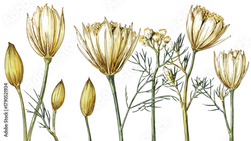 Detailed Florence Fennel Plant Species Vector Image with Outline