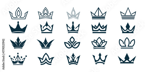 Elegant Crown Logo Set Vector Design