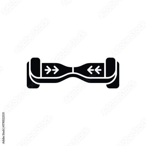 Black silhouette icon of a hoverboard on white background
