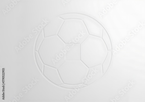 White surface with faint imprint of soccer ball texture, subtle shadow detail, minimalist and modern design concept