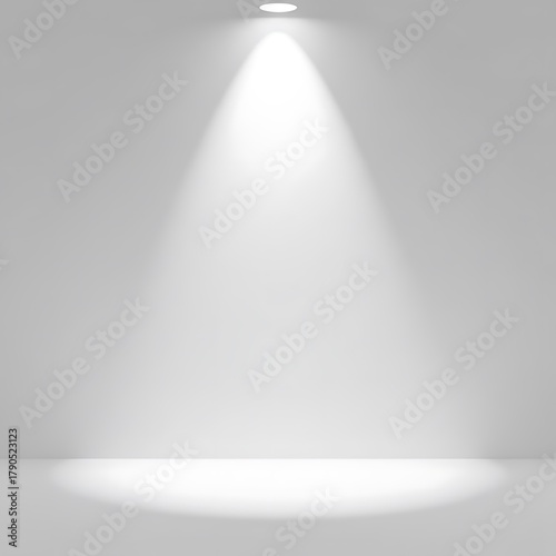 White background with single bright spotlight beam, minimal composition emphasizing focus, ideal for poster or banner