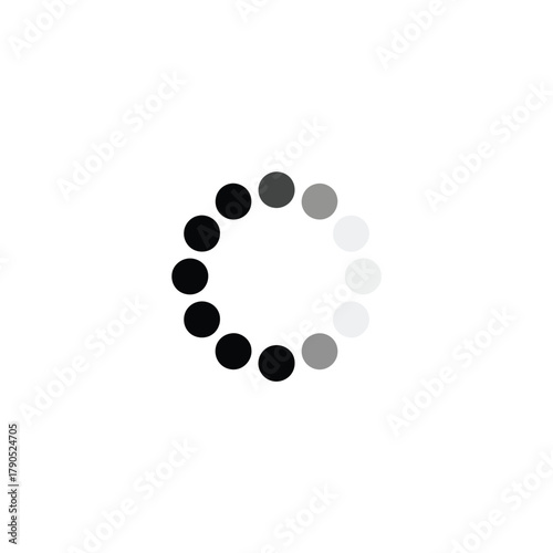 Circular loading spinner with fading dots on white background