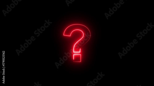 Neon glowing question mark icon.