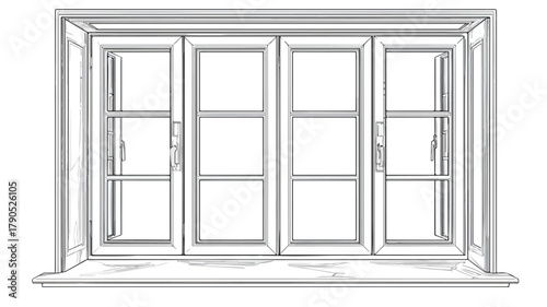 Modern Professional Window and Sash Window in Frame Opening in Wall