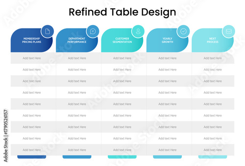 Minimal table design for business presentations. Focuses on clarity, structure, and elegance—ideal for presenting data, workflows, or strategic content effectively.