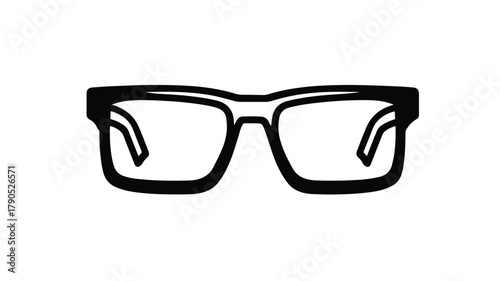 Rectangular Lens Glasses Solid Icon for Office Use Vector