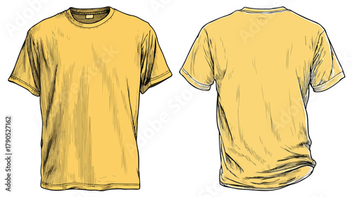 Vibrant Yellow T-Shirt Vector Art Design Illustration for Fashion Brand Promotion