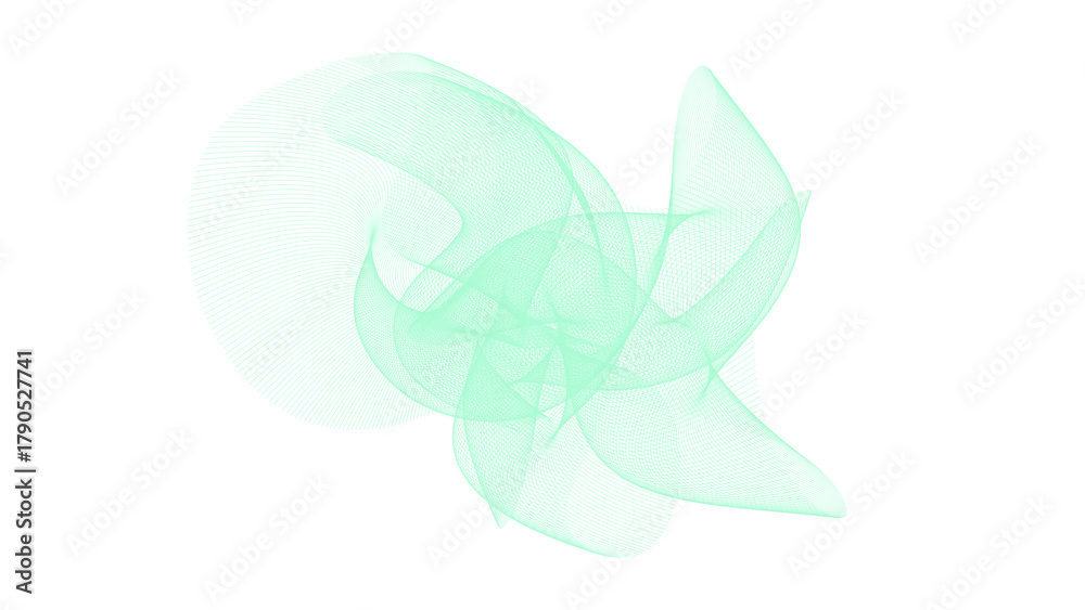 Fototapeta premium Abstract Mint Green Waveform. Flowing Digital Mesh Structure