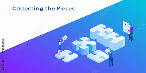 Diverse team collaborating to assemble puzzle pieces representing business strategy and problem solving