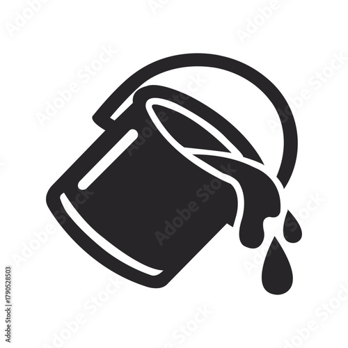 Paint Bucket Spilling Black Ink Creative Fluid Design Vector Graphic Artistic Expression Abstract Art Dark Liquid