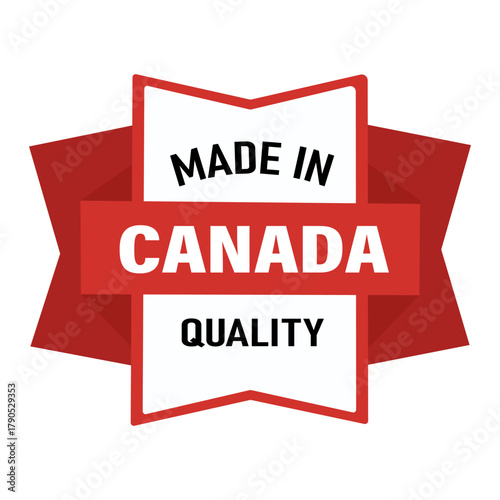 Made in Canada Quality Assurance Label Red and White Symbol Canadian Products Product Origin National Pride Export