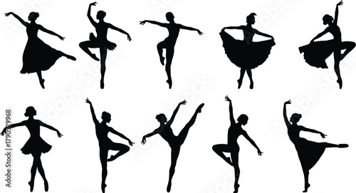 Ballet, dancer, silhouette, pose, tutu, leotard, graceful, pirouette, arabesque, plié, elegance, posture, classical, movement, performance, discipline, art, choreography