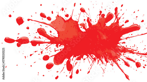 Vibrant Red Color Splash on White Background Vector Illustration