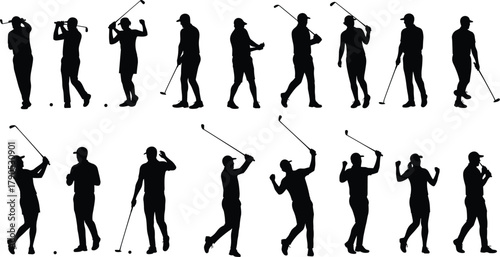 Golf, swing, silhouette, athlete, motion, club, sport, dynamic, posture, stance, action, technique, balance, training, outdoors, precision, energy, performance