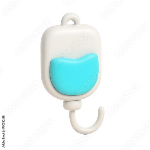 Matte 3D IV Bag Icon — Medical Infusion Illustration