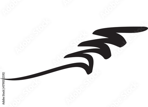 Pattern of curved black lines on a white background. Design element for car body, boat, advertising, printing. Zigzag. Vector background