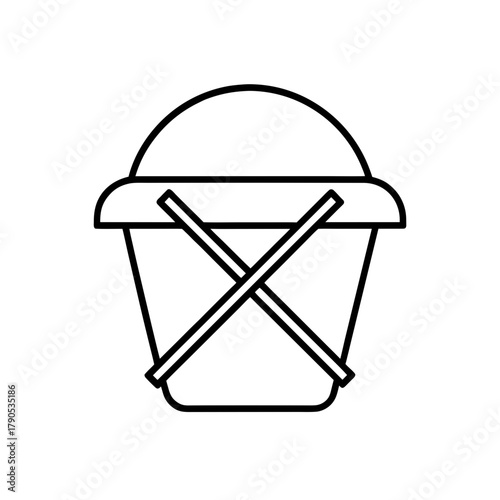 Outline of a bucket with a cross through it symbol on transparent background silhouette