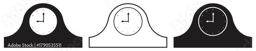 Classic vintage mantel clock silhouette design.