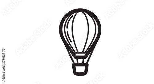 Hot air balloon floating outline icon vector
