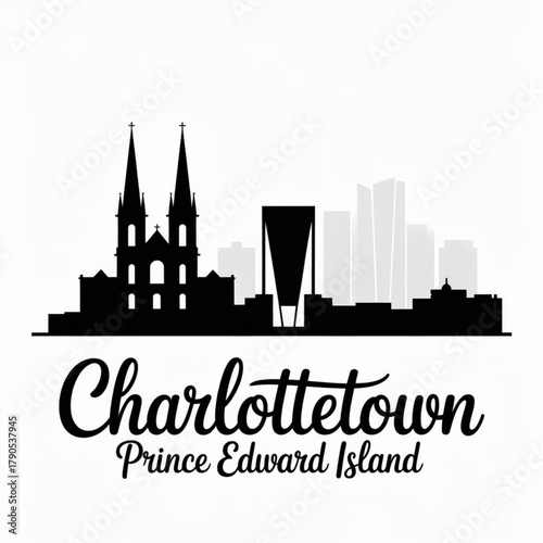 ‎Charlottetown Prince Edward Island Skyline Silhouette — Birthplace of Canadian Confederation Vector Illustration
