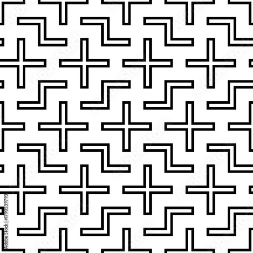 Repeated puzzle background. Seamless surface pattern design with logic mosaic ornament. Geometric motif. Grid wallpaper. Digital paper for page fills, web designing, textile print