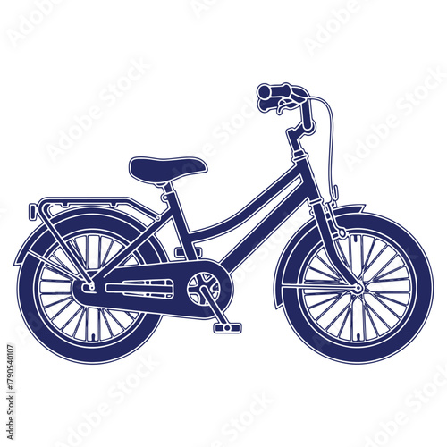 Illustration of a classic vintage bicycle with a minimalist design and elegant blue outline on a white background