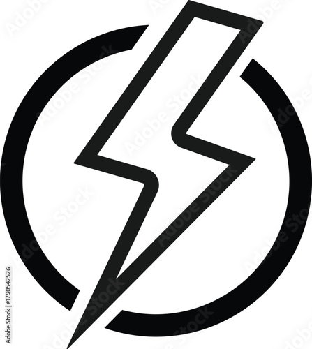Lightning Bolt Icon Set. Power, Energy, and Speed Symbols. Fast Charge and Critical Alert sign. High Voltage and Danger Warning Icons collection