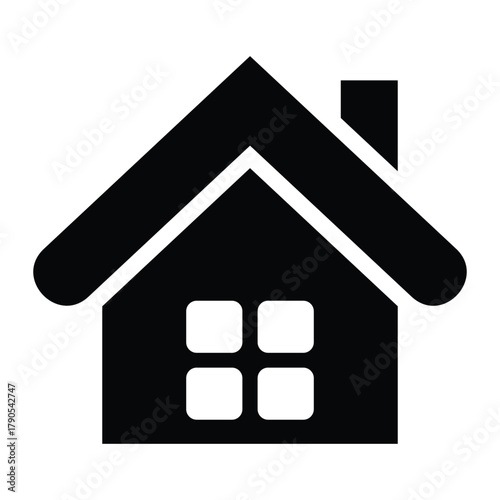 This is a simple black house icon. It represents a home, building, or real estate concept and is commonly used in websites, apps, and user interfaces to indicate a homepage or residential property.