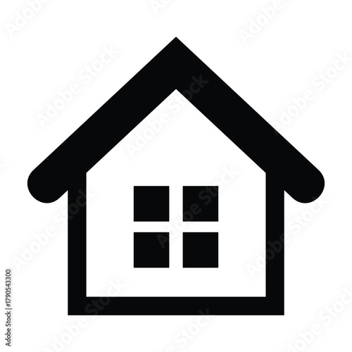 This is a simple black house icon. It represents a home, building, or real estate concept and is commonly used in websites, apps, and user interfaces to indicate a homepage or residential property.